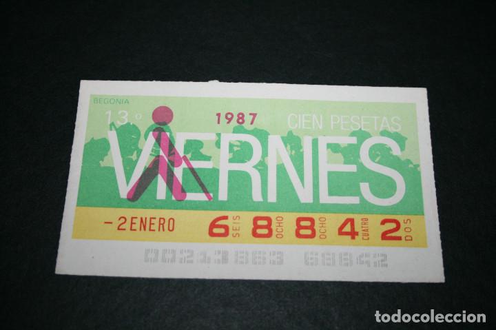 Cupones ONCE: CUP&Oacute;N ONCE - 2 ENERO 1987 - BEGONIA - Foto 1