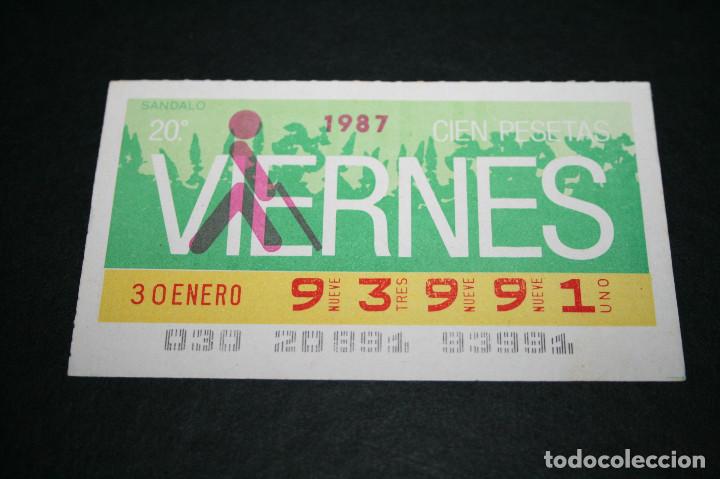Bilhetes ONCE: CUP&Oacute;N ONCE - 30 ENERO 1987 - S&Aacute;NDALO