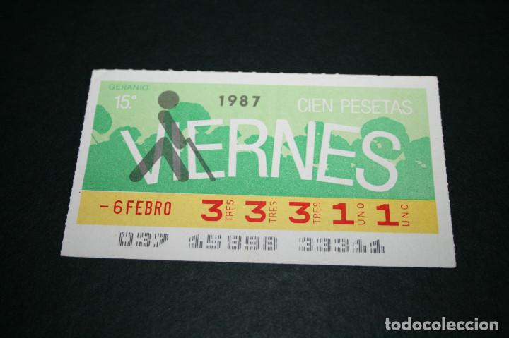 Bilhetes ONCE: CUP&Oacute;N ONCE - 6 FEBRERO 1987 - GERANIO