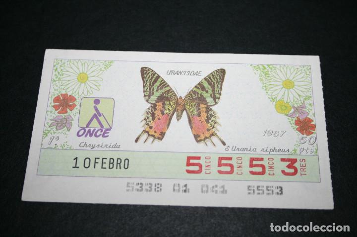 Bilhetes ONCE: CUP&Oacute;N ONCE - 10 FEBRERO 1987 - URANIIDAE, URANIA RIPHEUS