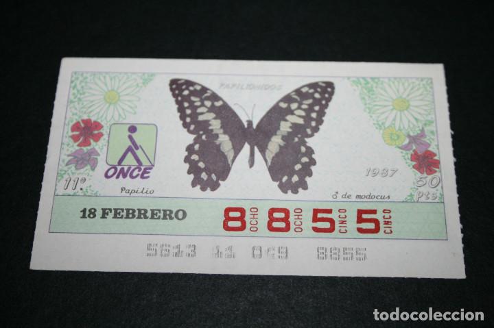 Cupones ONCE: CUP&Oacute;N ONCE - 18 FEBRERO 1987 - PAPILIONIDOS, DE MODOCUS - Foto 1