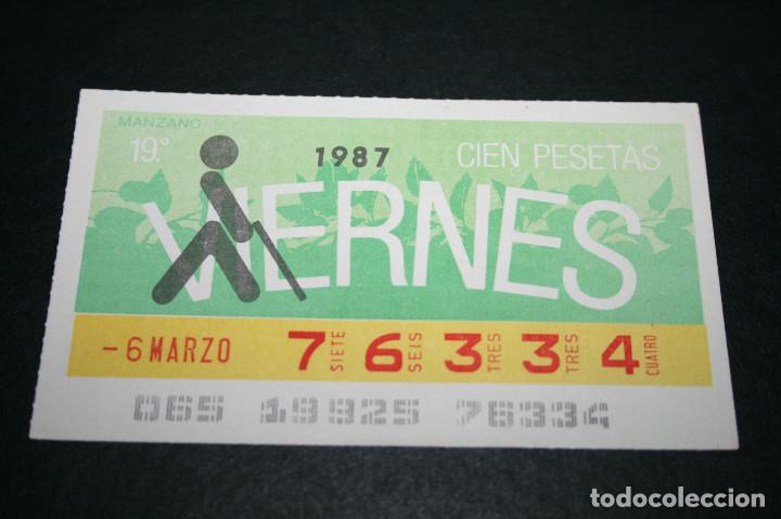 Cupones ONCE: CUP&Oacute;N ONCE - 6 MARZO 1987 - MANZANO - Foto 1