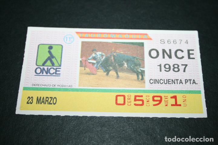 Billets ONCE: CUP&Oacute;N ONCE - 23 MARZO 1987 - TAUROMAQUIA, DERECHAZO DE RODILLAS