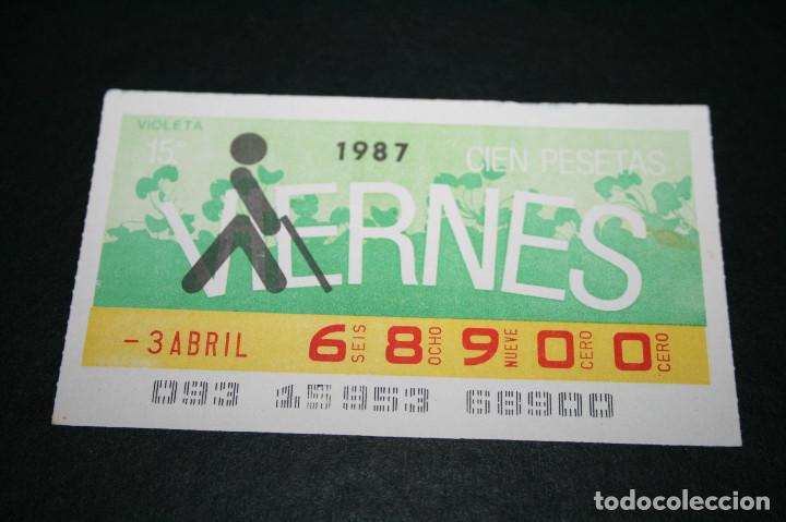 Cupones ONCE: CUP&Oacute;N ONCE - 3 ABRIL 1987 - VIOLETA - Foto 1