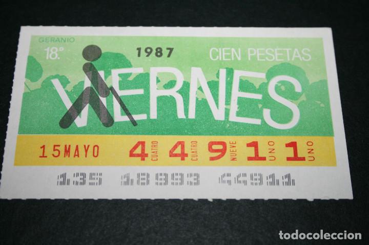 Cupones ONCE: CUP&Oacute;N ONCE - 15 MAYO 1987 - GERANIO - Foto 1
