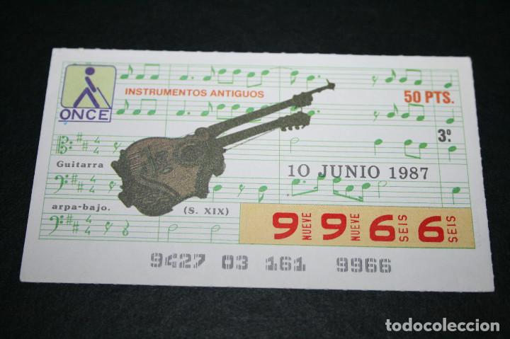 ONCE Coupons: CUP&Oacute;N ONCE - 10 JUNIO 1987 - INSTRUMENTOS ANTIGUOS, GUITARRA ARPA-BAJO