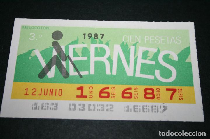 Cupones ONCE: CUP&Oacute;N ONCE - 12 JUNIO 1987 - MELOCOT&Oacute;N - Foto 1
