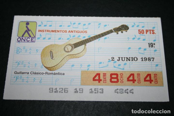 Cupones ONCE: CUP&Oacute;N ONCE - 2 JUNIO 1987 - INSTRUMENTOS ANTIGUOS, GUITARRA CL&Aacute;SICO-ROM&Aacute;NTICA