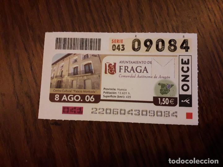 Cupones ONCE: cup&oacute;n de la once ayuntamientos de Espa&ntilde;a, Fraga, Arag&oacute;n 08-08-06