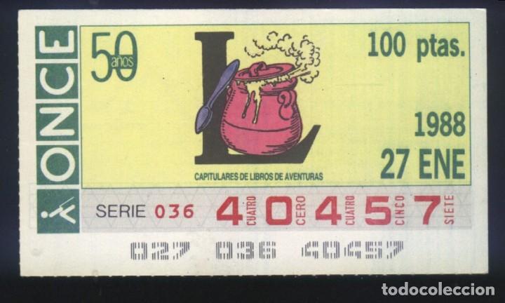 Cupones ONCE: A-8591- CUP&Oacute;N ONCE. 27 ENERO 1988. CAPITULARES DE LIBROS DE AVENTURAS.
