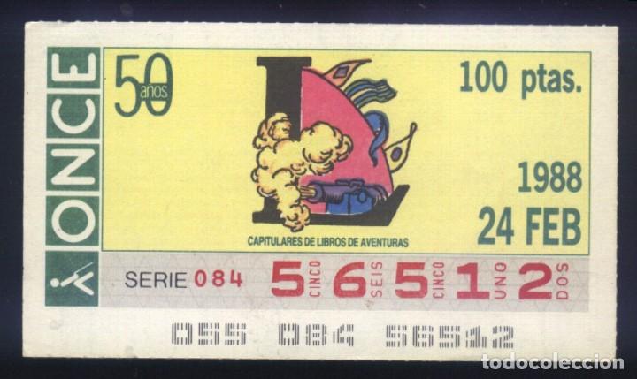 Cupones ONCE: A-8682- CUP&Oacute;N ONCE. 24 FEBRERO 1988. CAPITULARES DE LIBROS DE AVENTURAS.