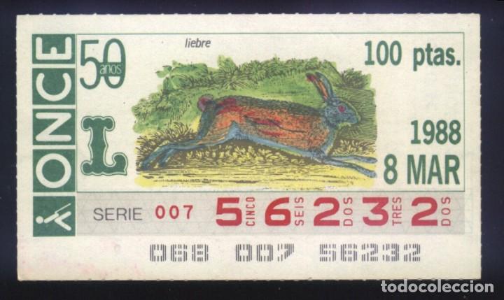Cupones ONCE: A-8685- CUP&Oacute;N ONCE. 8 MARZO 1988. LIEBRE.