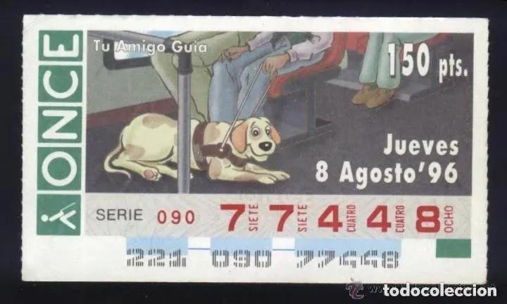 Cupones ONCE: A-8686- CUPON ONCE 8 AGOSTO 1996. TU AMIGO GUIA.