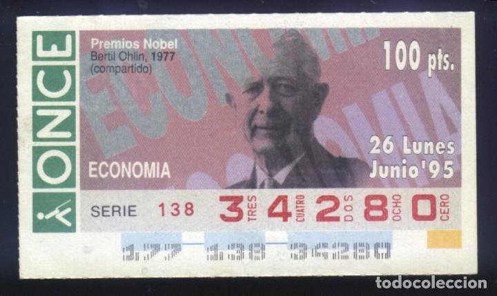 Cupones ONCE: A-8697- CUP&Oacute;N ONCE 26 JUNIO 1995. NOBEL ECONOM&Iacute;A. BERTIL OHLIN.
