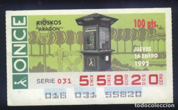 Cupones ONCE: A-8744- CUP&Oacute;N ONCE. 16 ENERO 1993. KIOSKOS. ARAGON.