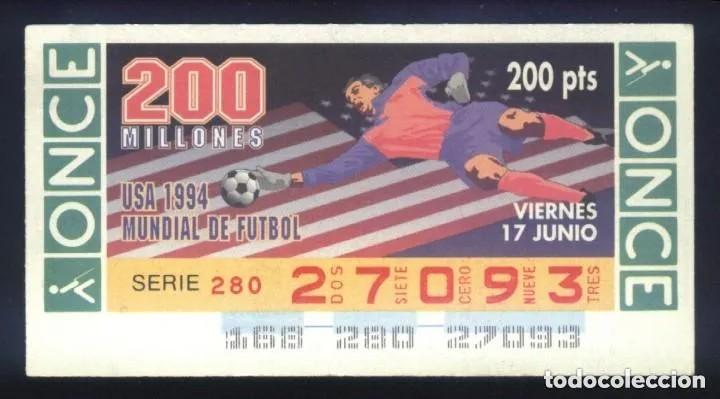 ONCE Coupons: A-8761- CUP&Oacute;N ONCE. VIERNES 17 JUNIO 1994. MUNDIAL DE FUTBOL USA.