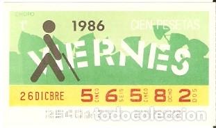 Cupones ONCE: Cup&oacute;n Once de 26-12-86. Logo. Chopo. 8-261286