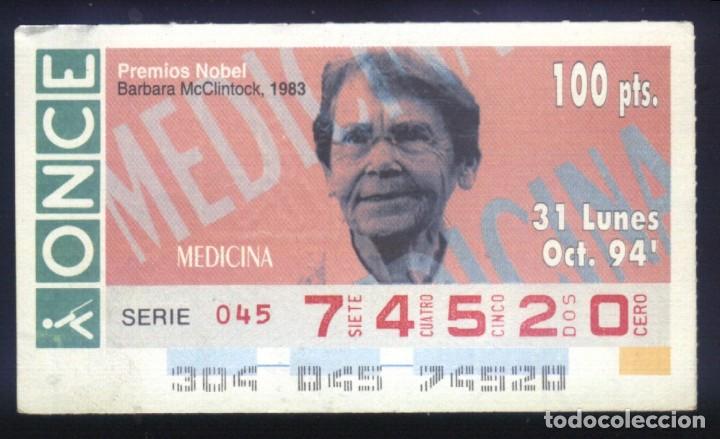 Cupones ONCE: A-8782- CUP&Oacute;N ONCE. 31 OCTUBRE 1994. NOBEL MEDICINA. BARBARA MCCLINTOCK.
