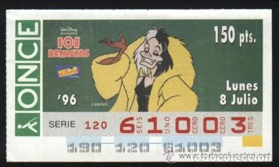 Cupones ONCE: A-8806- CUPON ONCE 8 JULIO 1996. DISNEY. 101 DALMATAS.