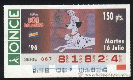 Cupones ONCE: A-8814- CUPON ONCE 16 JULIO 1996. DISNEY. 101 DALMATAS.
