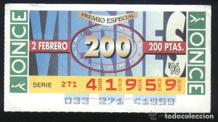 Cupones ONCE: A-8838- CUP&Oacute;N ONCE VIERNES 2 DE FEBRERO DE 1996.