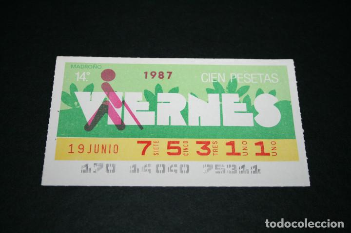 Cupones ONCE: CUP&Oacute;N ONCE - 19 JUNIO 1987 - MADRO&Ntilde;O - Foto 1