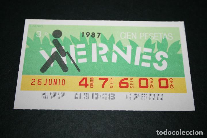 Cupones ONCE: CUP&Oacute;N ONCE - 26 JUNIO 1987 - LAURO - Foto 1