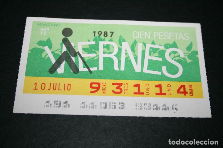 ONCE Coupons: CUP&Oacute;N ONCE - 10 JULIO 1987 - MANZANO