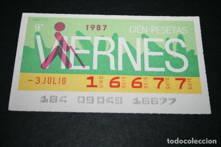 Cupones ONCE: CUP&Oacute;N ONCE - 3 JULIO 1987 - ABETO - Foto 1
