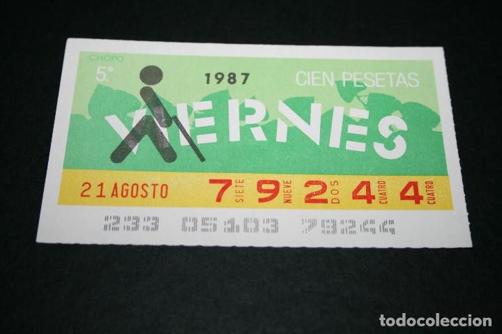 Cupones ONCE: CUP&Oacute;N ONCE - 21 AGOSTO 1987 - CHOPO - Foto 1
