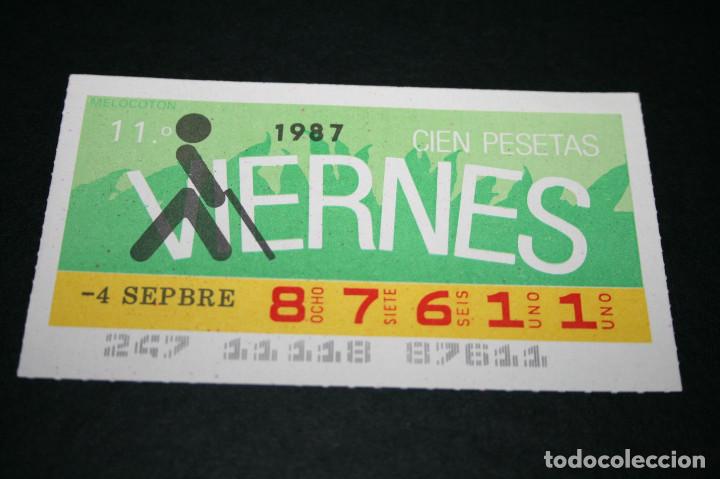 Cupones ONCE: CUP&Oacute;N ONCE - 4 SEPTIEMBRE 1987 - MELOCOT&Oacute;N - Foto 1