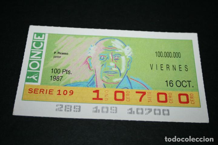 Cupones ONCE: CUP&Oacute;N ONCE - 16 OCTUBRE 1987 - P. PICASSO - Foto 1