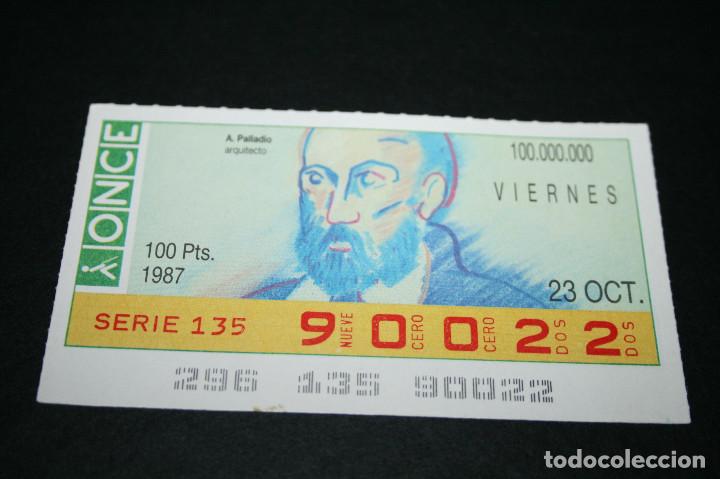 Cupones ONCE: CUP&Oacute;N ONCE - 23 OCTUBRE 1987 - A. PALLADIO - Foto 1