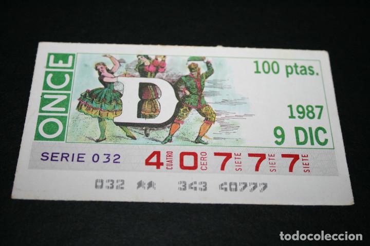 Cupones ONCE: CUP&Oacute;N ONCE - 9 DICIEMBRE 1987 - D - Foto 1