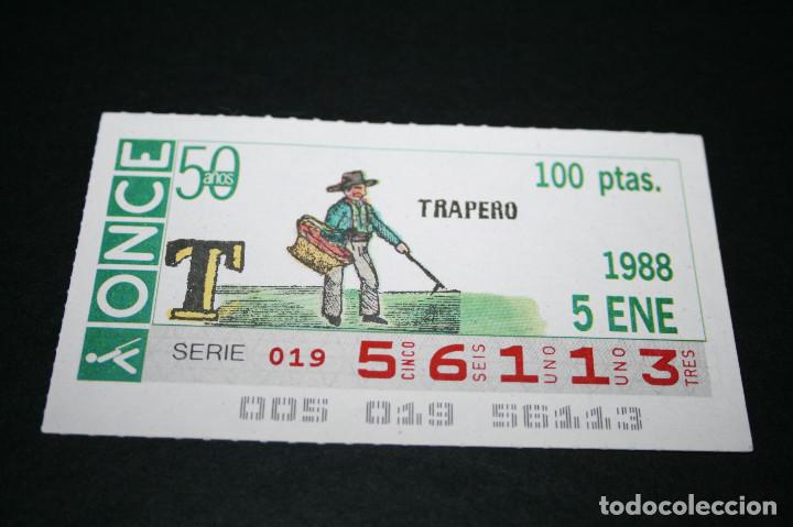 Cupones ONCE: CUP&Oacute;N ONCE - 5 ENERO 1988 - TRAPERO - Foto 1
