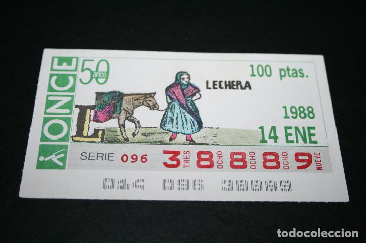Cupones ONCE: CUP&Oacute;N ONCE - 14 ENERO 1988 - LECHERA - Foto 1