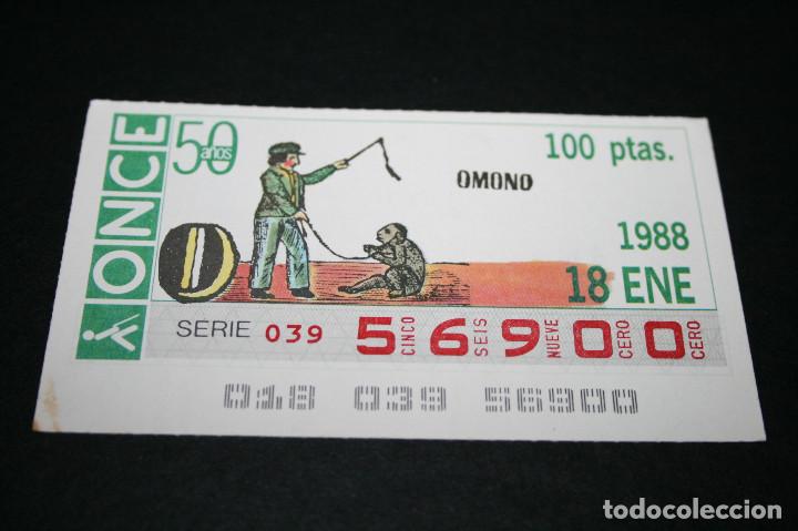Cupones ONCE: CUP&Oacute;N ONCE - 18 ENERO 1988 - OMONO - Foto 1