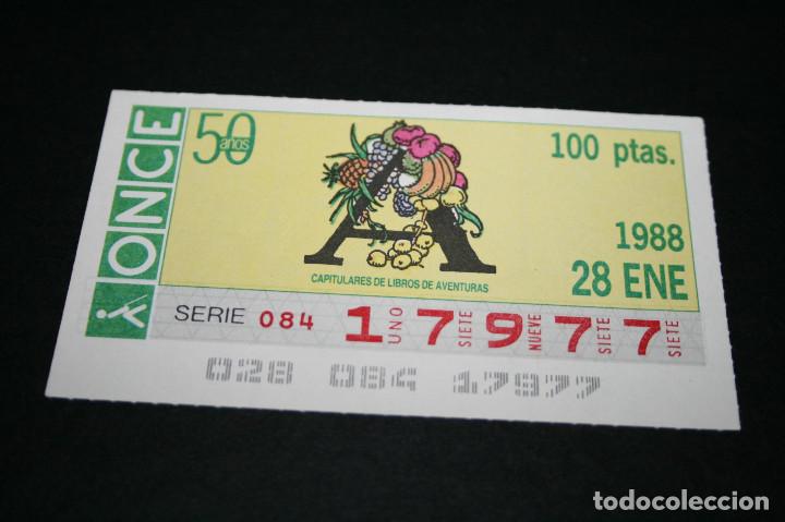 ONCE Coupons: CUP&Oacute;N ONCE - 28 ENERO 1988 - CAPITULARES DE LIBROS DE AVENTURAS