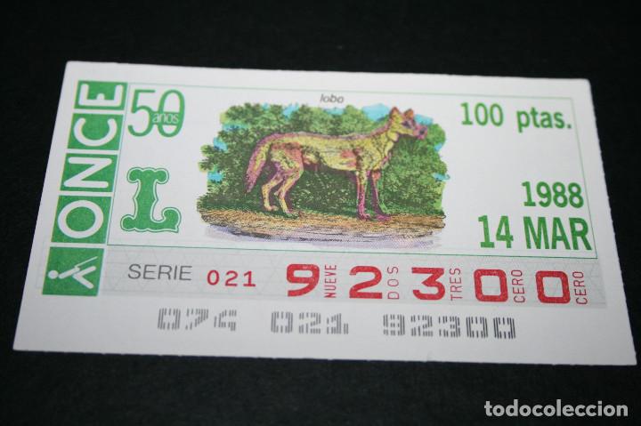 Cupones ONCE: CUP&Oacute;N ONCE - 14 MARZO 1988 - LOBO - Foto 1