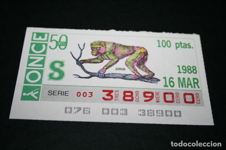 Cupones ONCE: CUP&Oacute;N ONCE - 16 MARZO 1988 - SIMIO - Foto 1