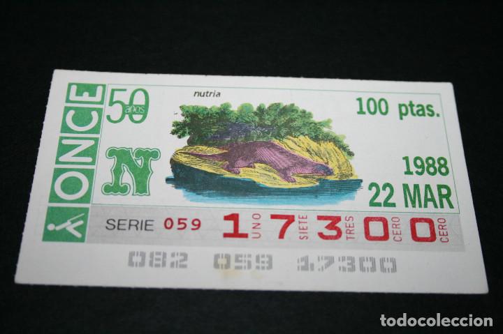 Cupones ONCE: CUP&Oacute;N ONCE - 22 MARZO 1988 - NUTRIA - Foto 1