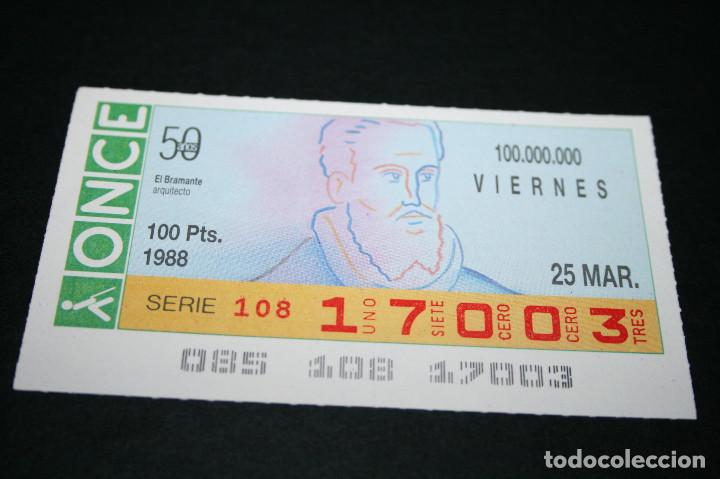 Cupones ONCE: CUP&Oacute;N ONCE - 25 MARZO 1988 - EL BRAMANTE - Foto 1