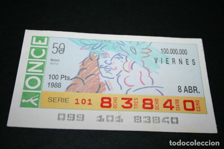 Cupones ONCE: CUP&Oacute;N ONCE - 8 ABRIL 1988 - MOLIERE - Foto 1
