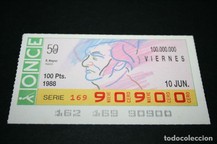 Cupones ONCE: CUP&Oacute;N ONCE - 10 JUNIO 1988 - R. WAGNER - Foto 1