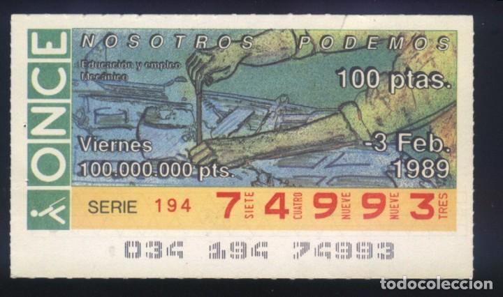 ONCE Coupons: A-8892- CUP&Oacute;N ONCE. VIERNES 3 FEBRERO 1989. MECANICO