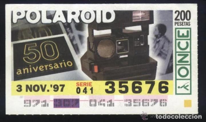 Cupones ONCE: A-8959- CUP&Oacute;N ONCE. 3 NOVIEMBRE 1997. 50 ANIVERSARIO DE LA POLAROID.