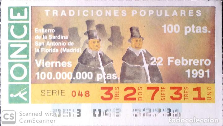 ONCE Coupons: Espa&ntilde;a. ONCE. 1991. Tradiciones Populares: Entierro de la Sardina. San Antonio de la Florida (Madrid