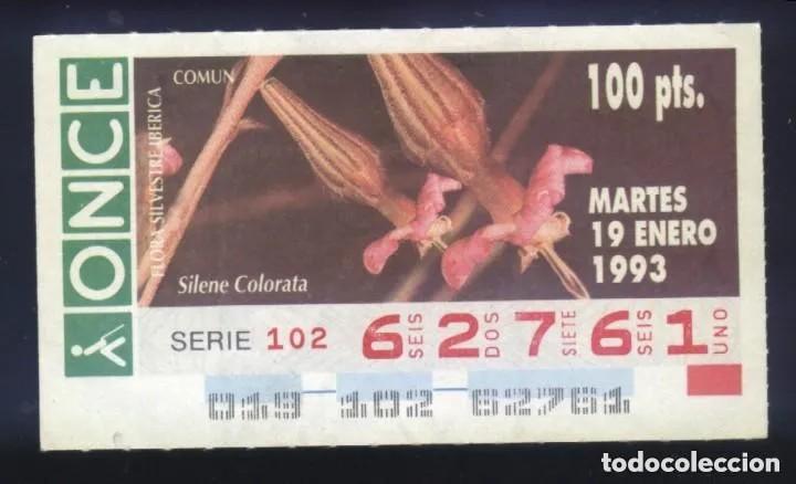 Bilhetes ONCE: A-9022- CUP&Oacute;N ONCE. 19 ENERO 1993. FLORA SILVESTRE IB&Eacute;RICA. SILENE COLORATA.
