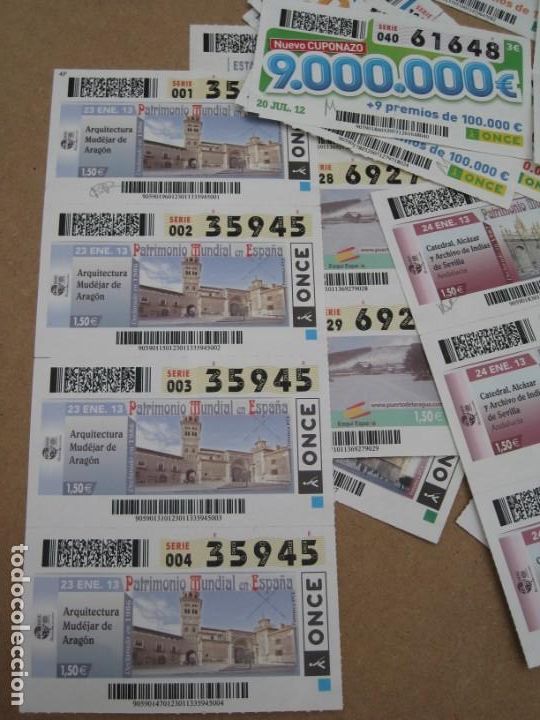 Cupones ONCE: Lote de 40 cupones de la once. 2012- 2013- 2014 - Foto 5