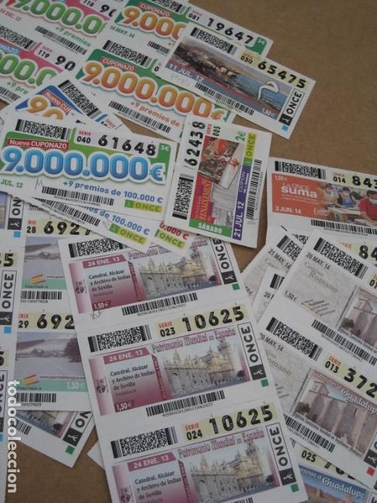 Cupones ONCE: Lote de 40 cupones de la once. 2012- 2013- 2014 - Foto 6